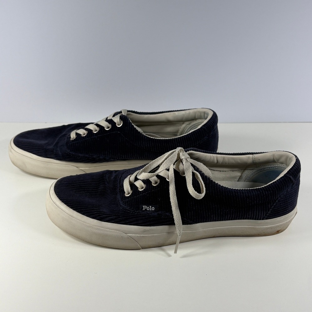 Polo Ralph Lauren Keaton-Tabii Corduroy Sneakers Mens Size 9 Navy Blue Lace Up